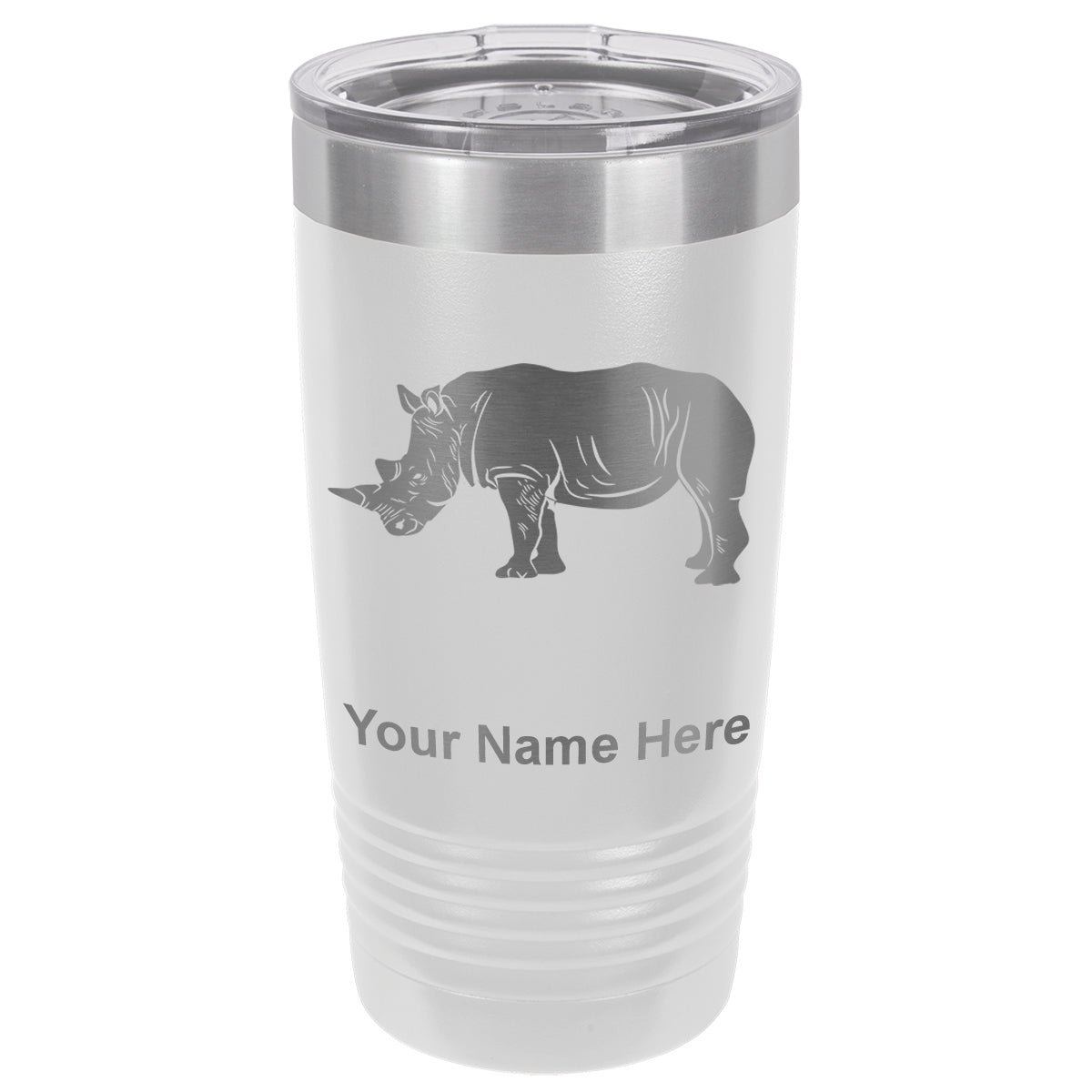 20oz Vacuum Insulated Tumbler Mug, Rhinoceros, Personalized Engraving Included