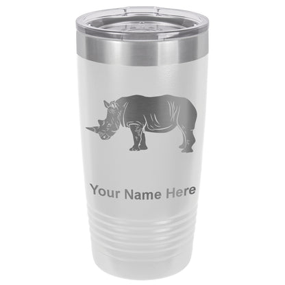 20oz Vacuum Insulated Tumbler Mug, Rhinoceros, Personalized Engraving Included