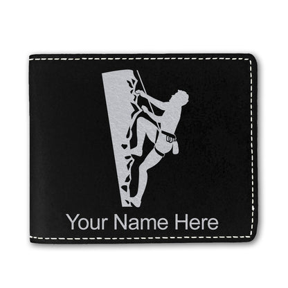 Faux Leather Bi-Fold Wallet, Rock Climber, Personalized Engraving Included