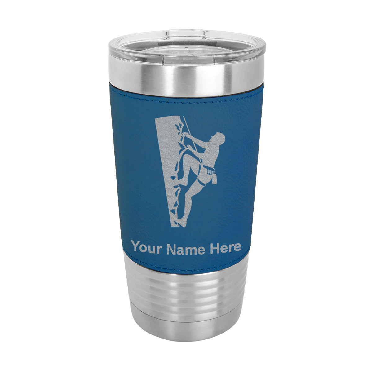 20oz Faux Leather Tumbler Mug, Rock Climber, Personalized Engraving Included - LaserGram Custom Engraved Gifts