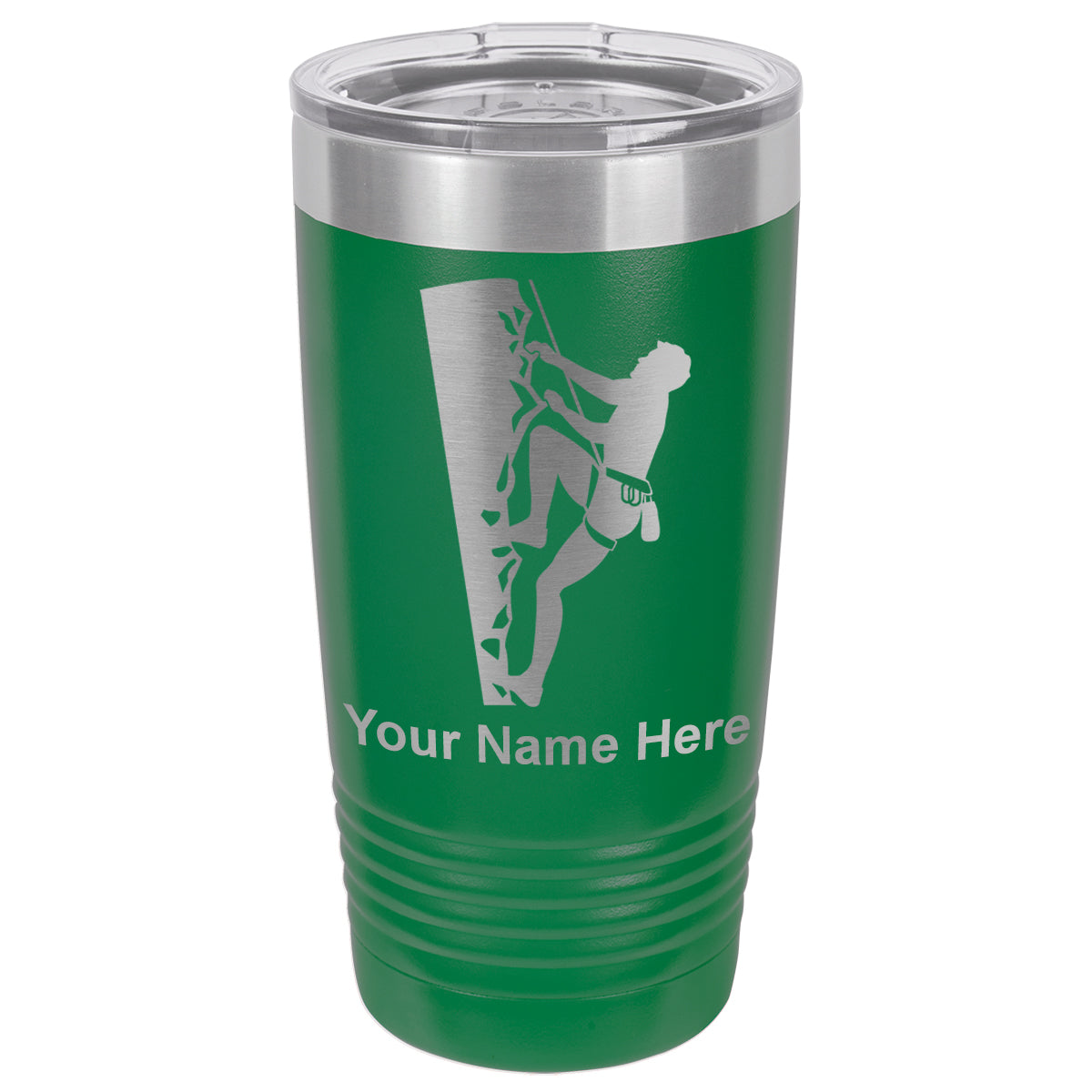 20oz Vacuum Insulated Tumbler Mug, Rock Climber, Personalized Engraving Included