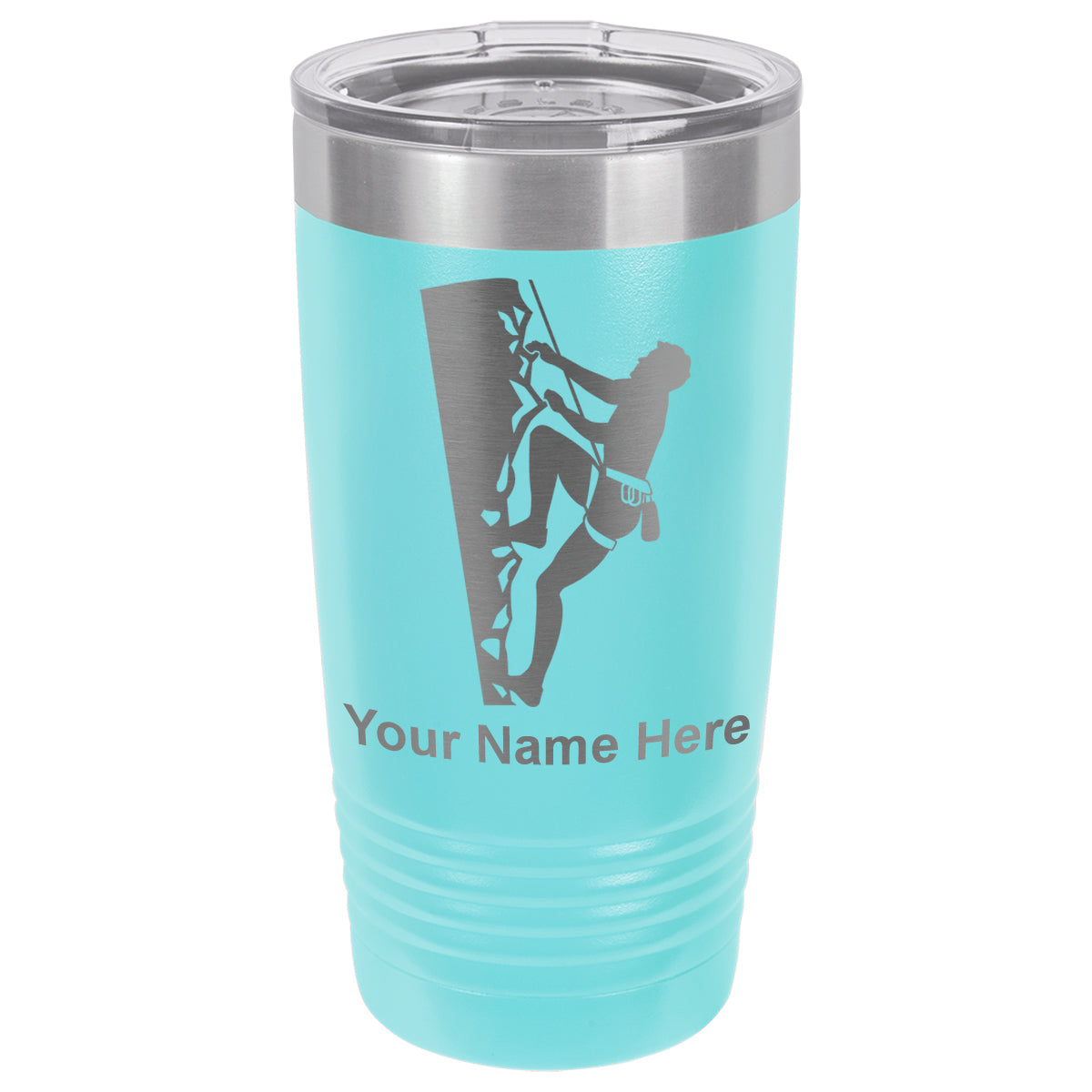 20oz Vacuum Insulated Tumbler Mug, Rock Climber, Personalized Engraving Included