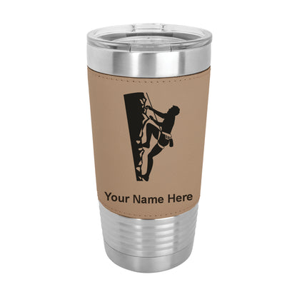 20oz Faux Leather Tumbler Mug, Rock Climber, Personalized Engraving Included - LaserGram Custom Engraved Gifts