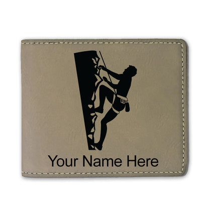 Faux Leather Bi-Fold Wallet, Rock Climber, Personalized Engraving Included