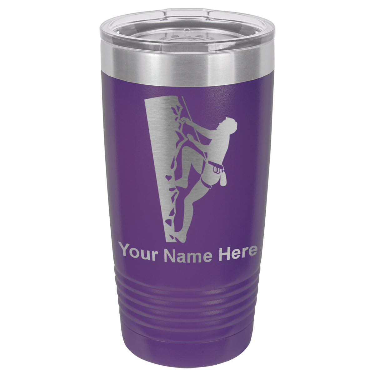 20oz Vacuum Insulated Tumbler Mug, Rock Climber, Personalized Engraving Included