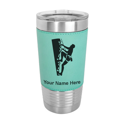 20oz Faux Leather Tumbler Mug, Rock Climber, Personalized Engraving Included - LaserGram Custom Engraved Gifts