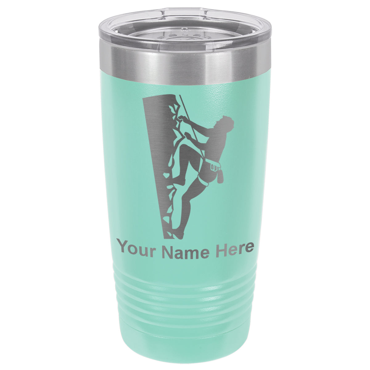 20oz Vacuum Insulated Tumbler Mug, Rock Climber, Personalized Engraving Included