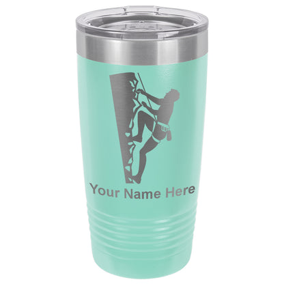 20oz Vacuum Insulated Tumbler Mug, Rock Climber, Personalized Engraving Included