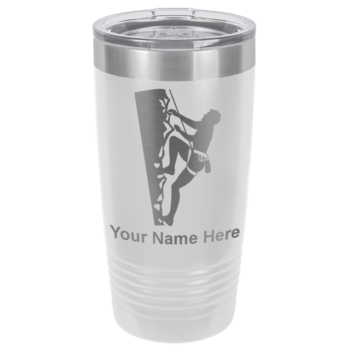20oz Vacuum Insulated Tumbler Mug, Rock Climber, Personalized Engraving Included