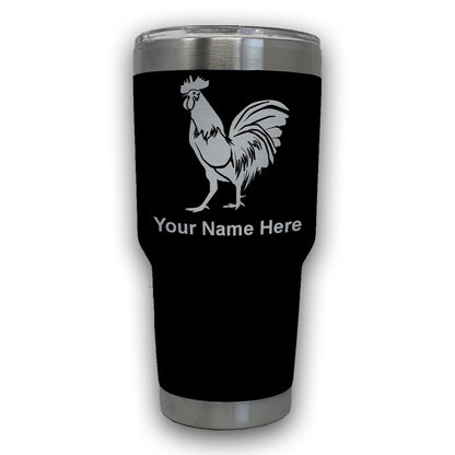 LaserGram 30oz Tumbler Mug, Rooster, Personalized Engraving Included