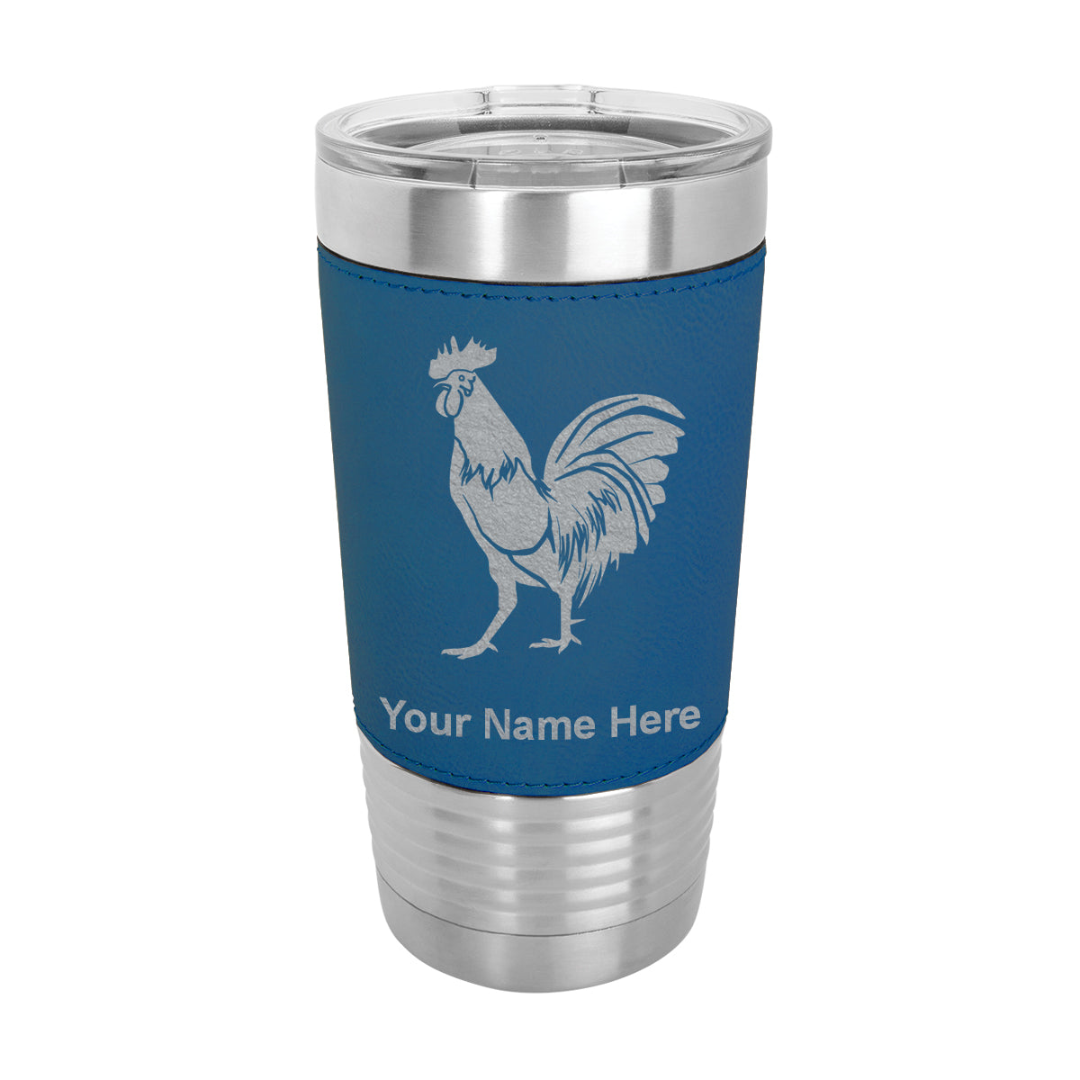 20oz Faux Leather Tumbler Mug, Rooster, Personalized Engraving Included - LaserGram Custom Engraved Gifts
