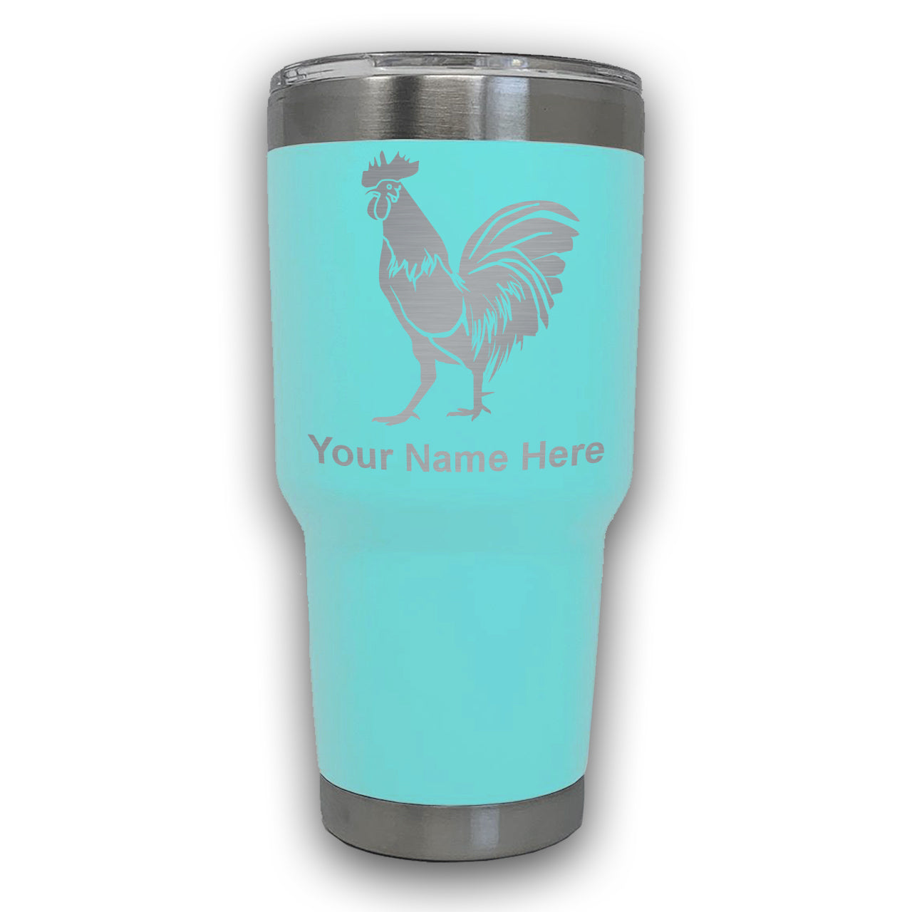 LaserGram 30oz Tumbler Mug, Rooster, Personalized Engraving Included