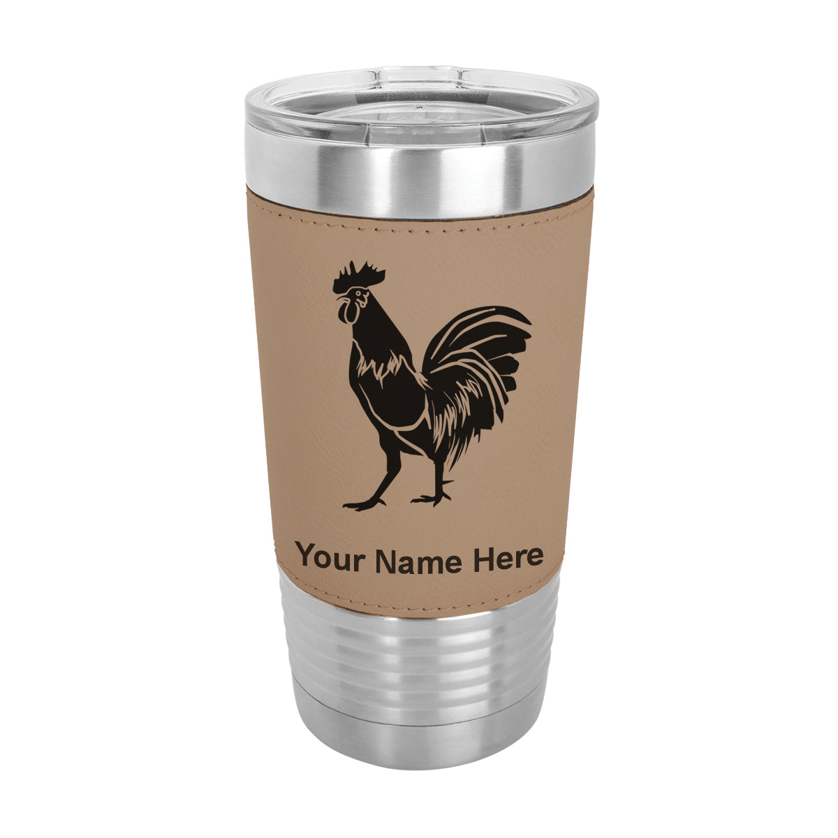 20oz Faux Leather Tumbler Mug, Rooster, Personalized Engraving Included - LaserGram Custom Engraved Gifts