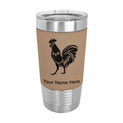 20oz Faux Leather Tumbler Mug, Rooster, Personalized Engraving Included - LaserGram Custom Engraved Gifts