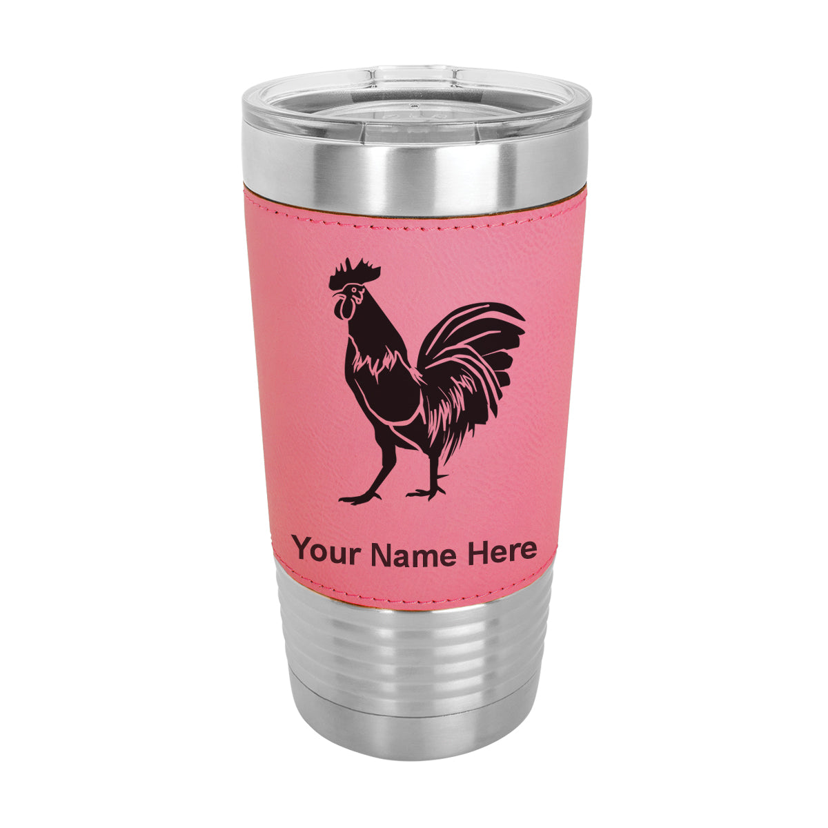 20oz Faux Leather Tumbler Mug, Rooster, Personalized Engraving Included - LaserGram Custom Engraved Gifts