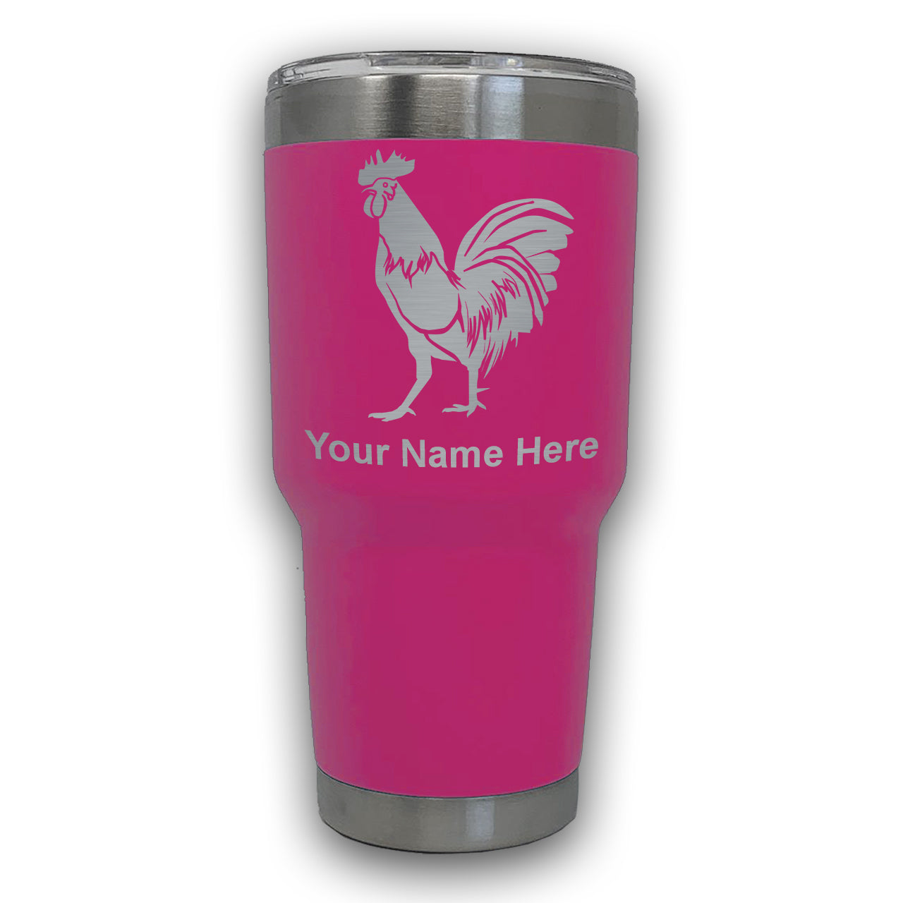 LaserGram 30oz Tumbler Mug, Rooster, Personalized Engraving Included