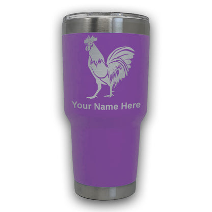 LaserGram 30oz Tumbler Mug, Rooster, Personalized Engraving Included