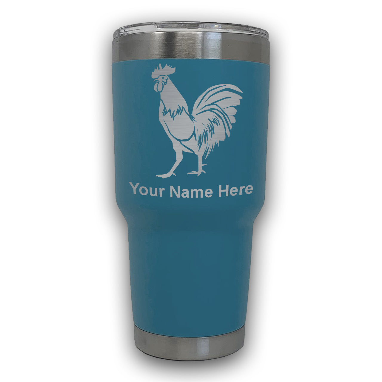 LaserGram 30oz Tumbler Mug, Rooster, Personalized Engraving Included