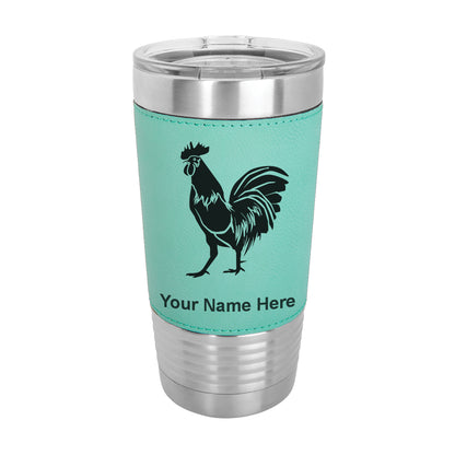 20oz Faux Leather Tumbler Mug, Rooster, Personalized Engraving Included - LaserGram Custom Engraved Gifts
