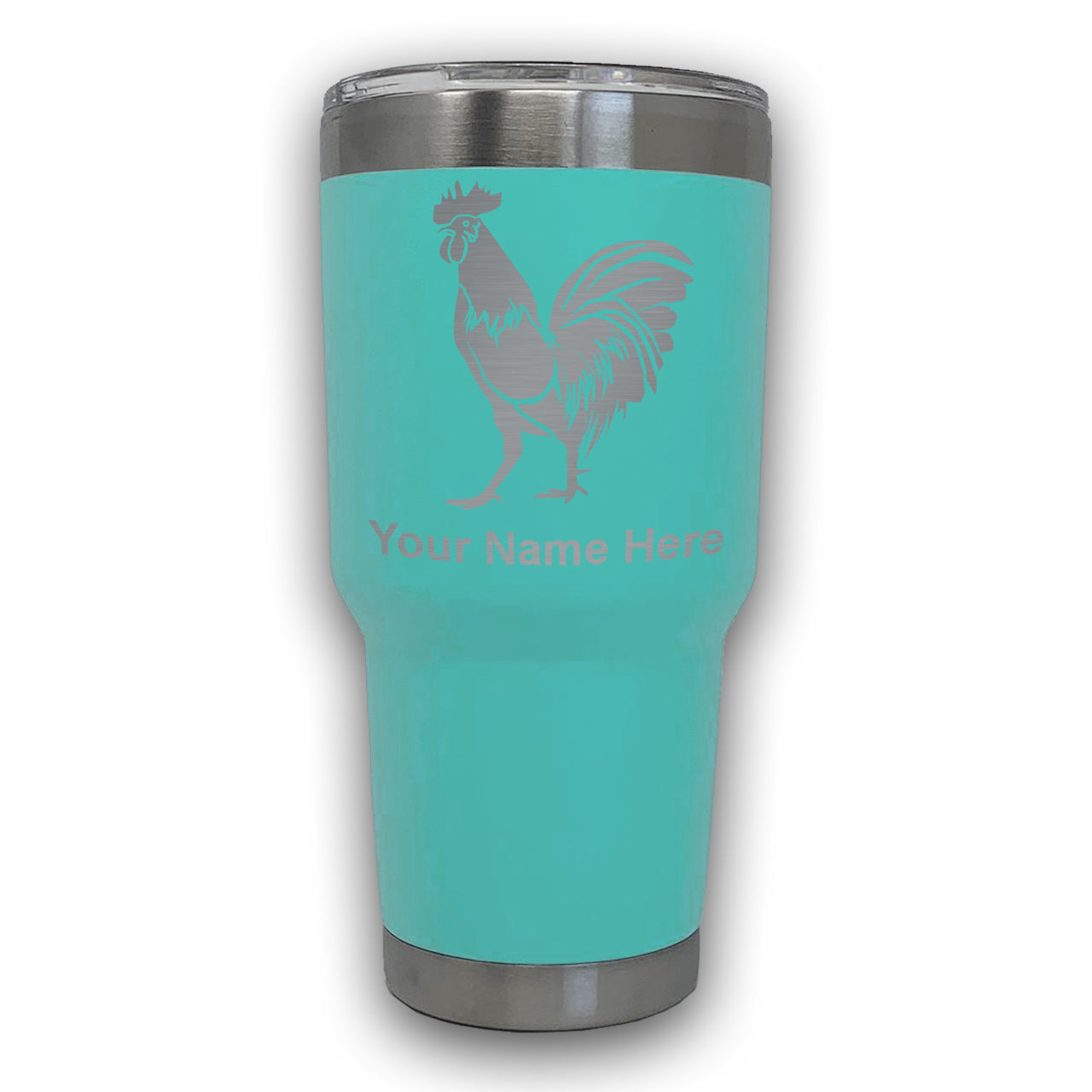 LaserGram 30oz Tumbler Mug, Rooster, Personalized Engraving Included