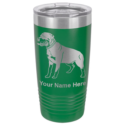 20oz Vacuum Insulated Tumbler Mug, Rottweiler Dog, Personalized Engraving Included