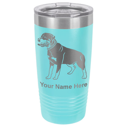 20oz Vacuum Insulated Tumbler Mug, Rottweiler Dog, Personalized Engraving Included