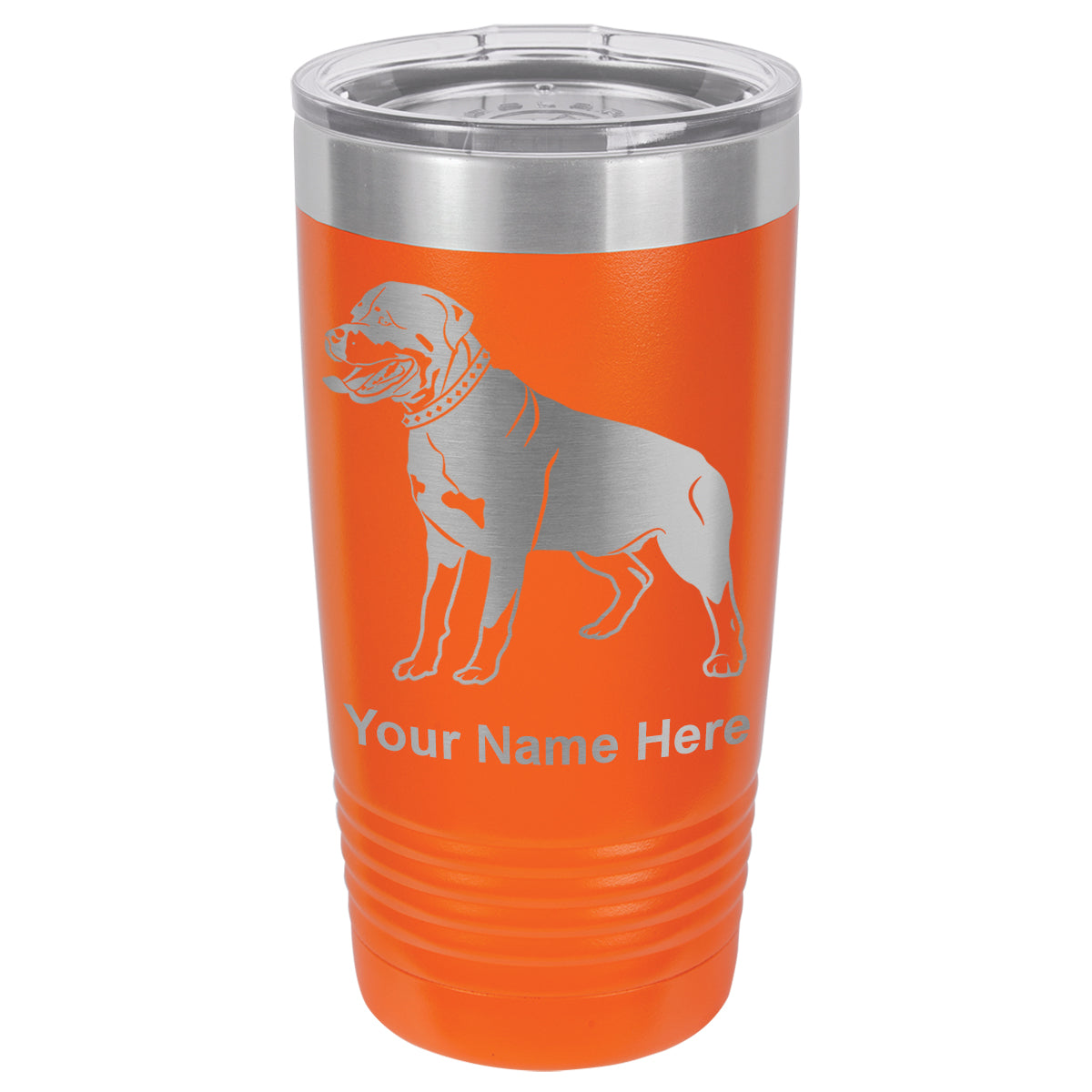 20oz Vacuum Insulated Tumbler Mug, Rottweiler Dog, Personalized Engraving Included
