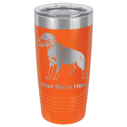 20oz Vacuum Insulated Tumbler Mug, Rottweiler Dog, Personalized Engraving Included