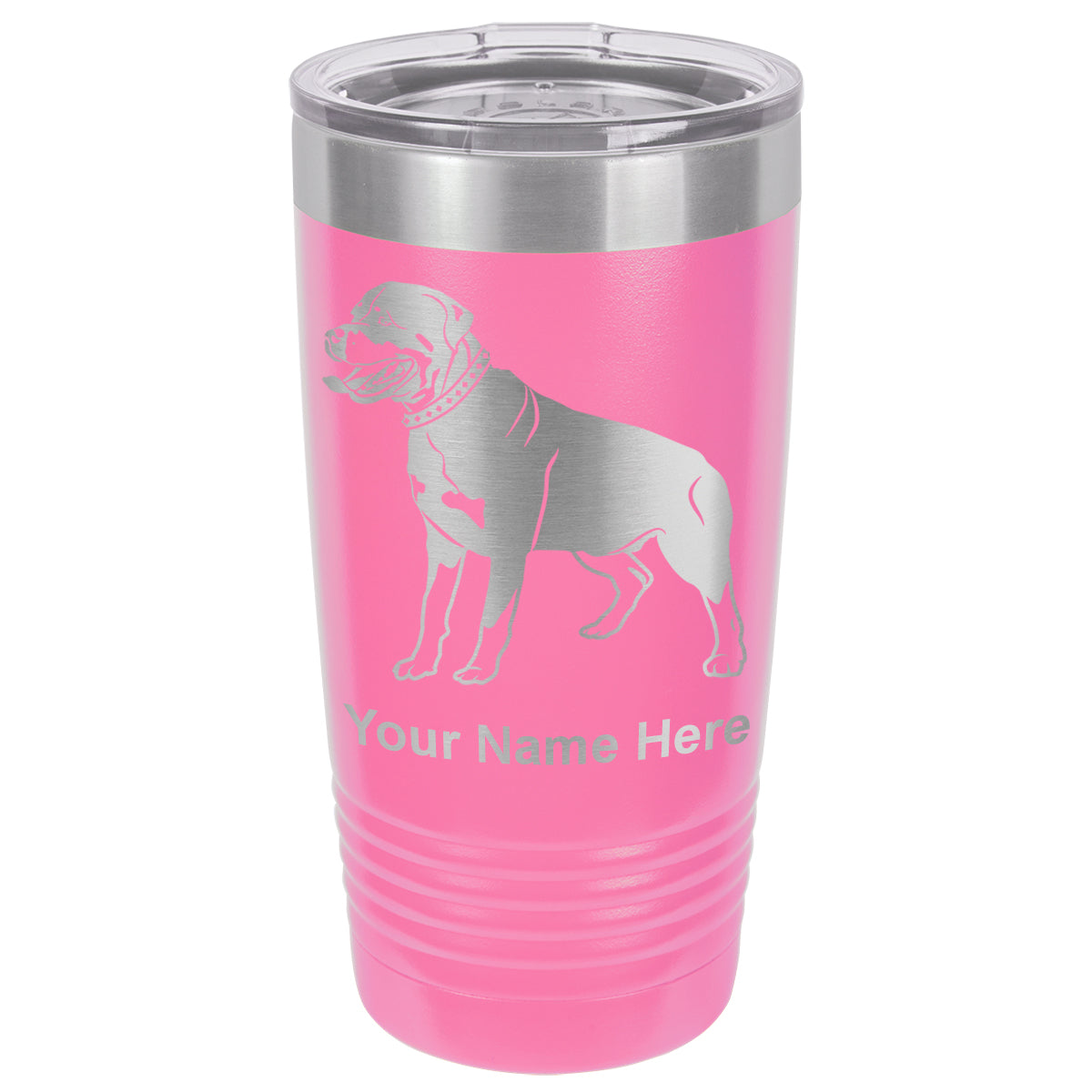 20oz Vacuum Insulated Tumbler Mug, Rottweiler Dog, Personalized Engraving Included