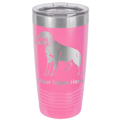 20oz Vacuum Insulated Tumbler Mug, Rottweiler Dog, Personalized Engraving Included