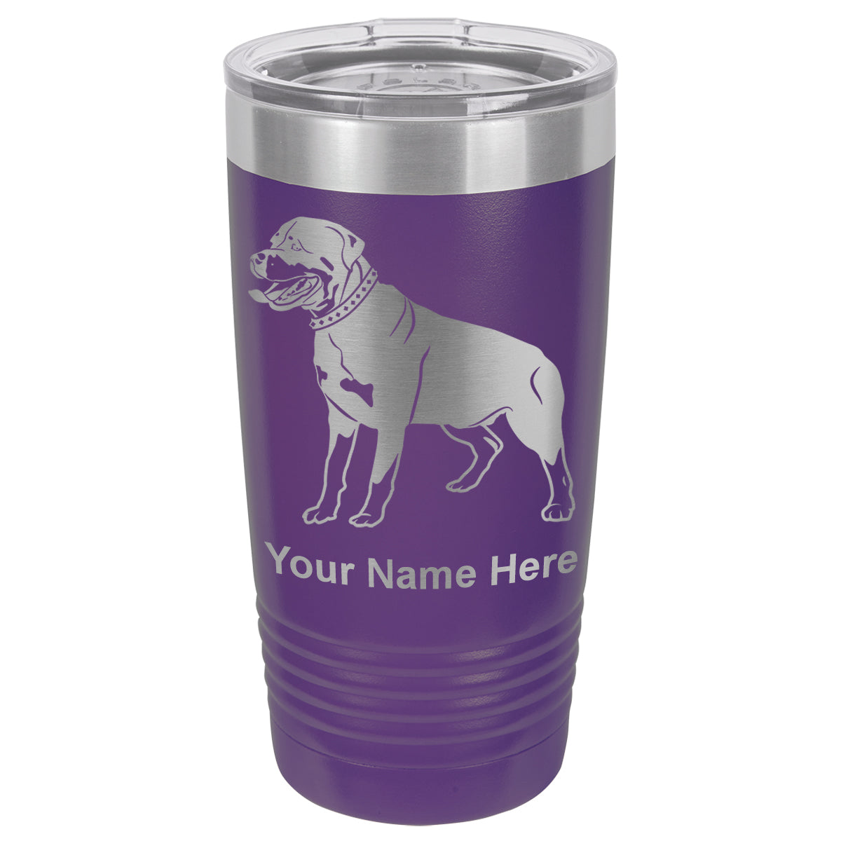 20oz Vacuum Insulated Tumbler Mug, Rottweiler Dog, Personalized Engraving Included