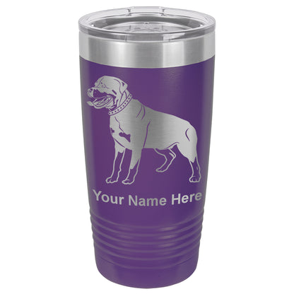 20oz Vacuum Insulated Tumbler Mug, Rottweiler Dog, Personalized Engraving Included