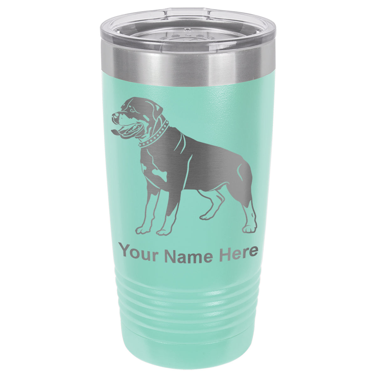 20oz Vacuum Insulated Tumbler Mug, Rottweiler Dog, Personalized Engraving Included