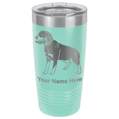 20oz Vacuum Insulated Tumbler Mug, Rottweiler Dog, Personalized Engraving Included