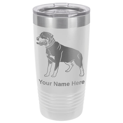 20oz Vacuum Insulated Tumbler Mug, Rottweiler Dog, Personalized Engraving Included
