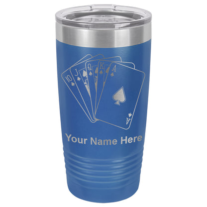 20oz Vacuum Insulated Tumbler Mug, Royal Flush Poker Cards, Personalized Engraving Included