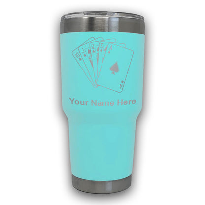 LaserGram 30oz Tumbler Mug, Royal Flush Poker Cards, Personalized Engraving Included