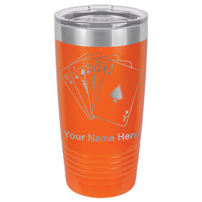 20oz Vacuum Insulated Tumbler Mug, Royal Flush Poker Cards, Personalized Engraving Included