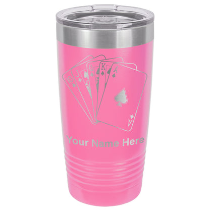 20oz Vacuum Insulated Tumbler Mug, Royal Flush Poker Cards, Personalized Engraving Included