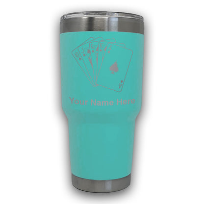 LaserGram 30oz Tumbler Mug, Royal Flush Poker Cards, Personalized Engraving Included