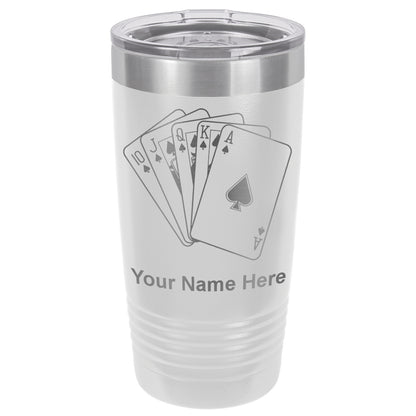 20oz Vacuum Insulated Tumbler Mug, Royal Flush Poker Cards, Personalized Engraving Included
