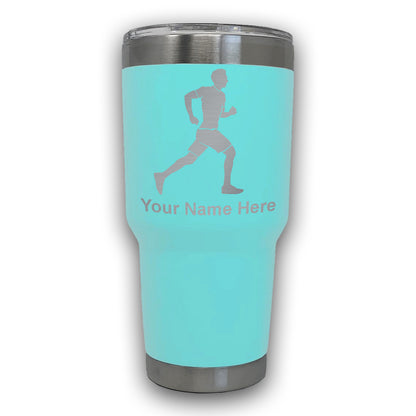 LaserGram 30oz Tumbler Mug, Running Man, Personalized Engraving Included
