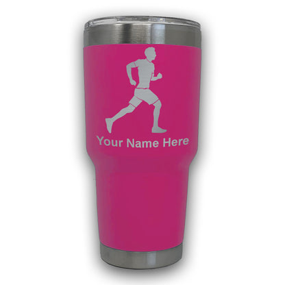 LaserGram 30oz Tumbler Mug, Running Man, Personalized Engraving Included