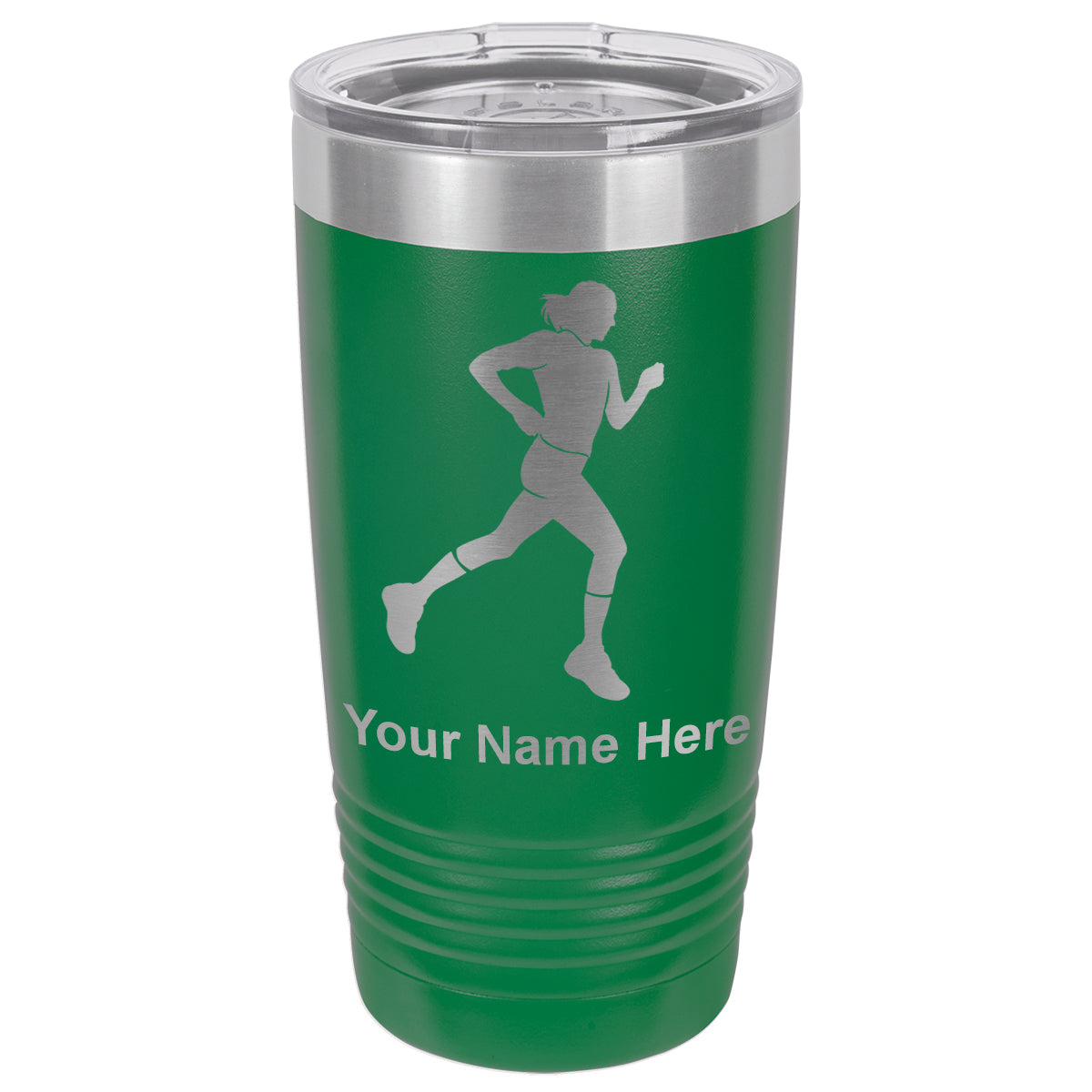 20oz Vacuum Insulated Tumbler Mug, Running Woman, Personalized Engraving Included