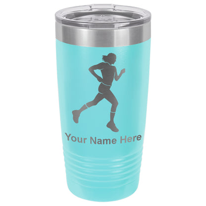 20oz Vacuum Insulated Tumbler Mug, Running Woman, Personalized Engraving Included