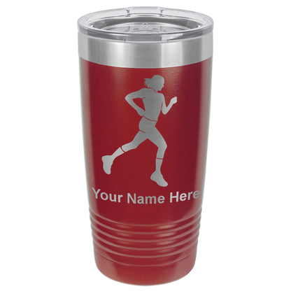 20oz Vacuum Insulated Tumbler Mug, Running Woman, Personalized Engraving Included