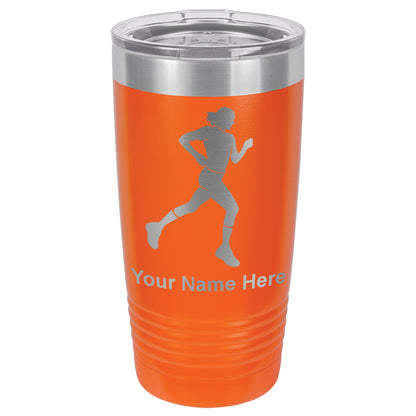 20oz Vacuum Insulated Tumbler Mug, Running Woman, Personalized Engraving Included