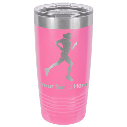 20oz Vacuum Insulated Tumbler Mug, Running Woman, Personalized Engraving Included