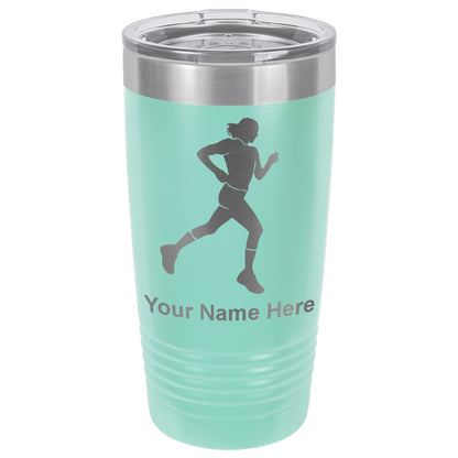 20oz Vacuum Insulated Tumbler Mug, Running Woman, Personalized Engraving Included