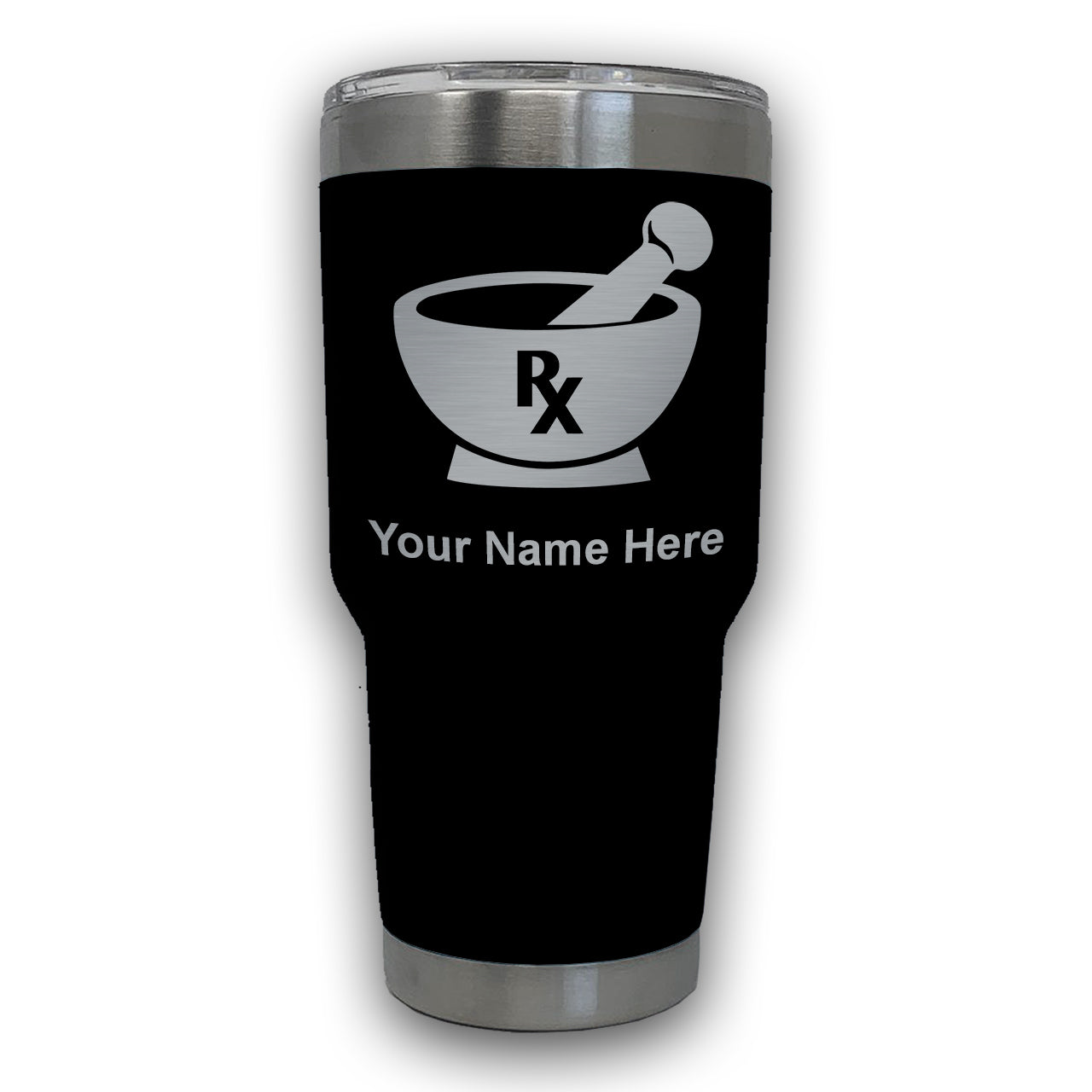 LaserGram 30oz Tumbler Mug, Rx Pharmacy Symbol, Personalized Engraving Included